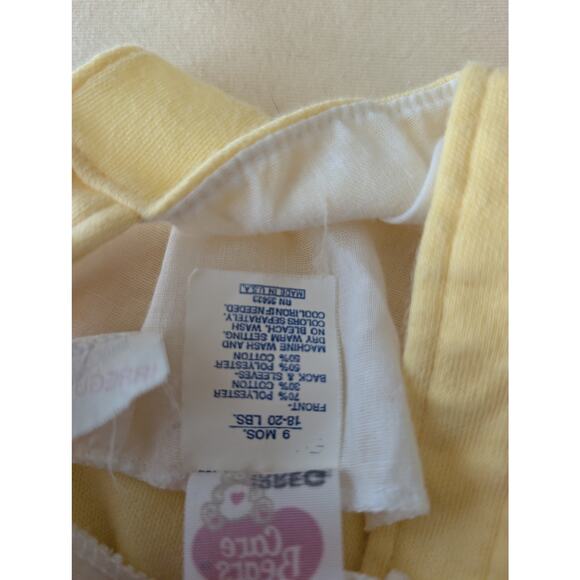 Vintage 80s Carters Carebare Baby Bodysuit Bubble Romper Yellow Eyelet Cottage - Picture 6 of 6